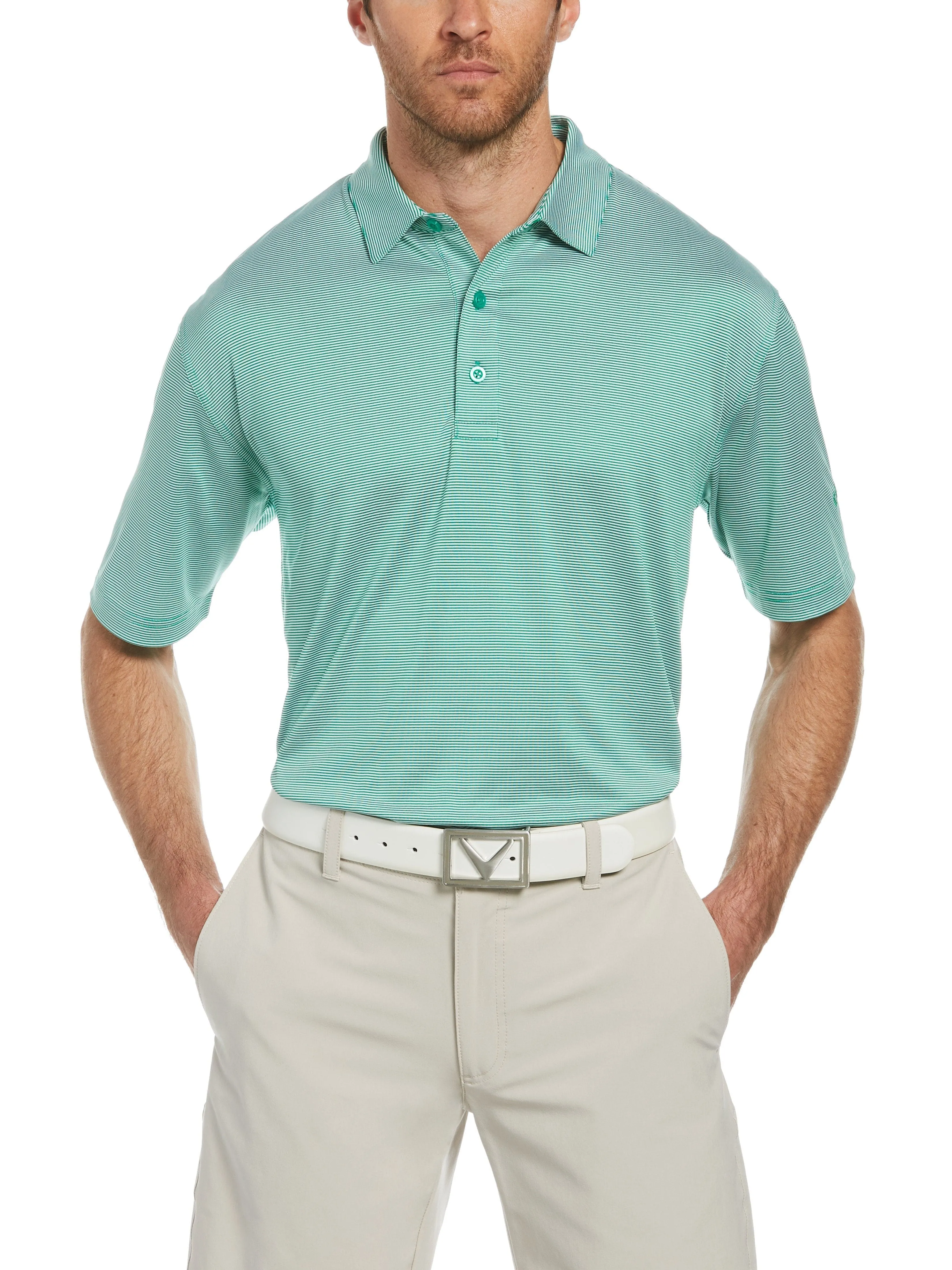 Mens Fine Line Stripe Polo