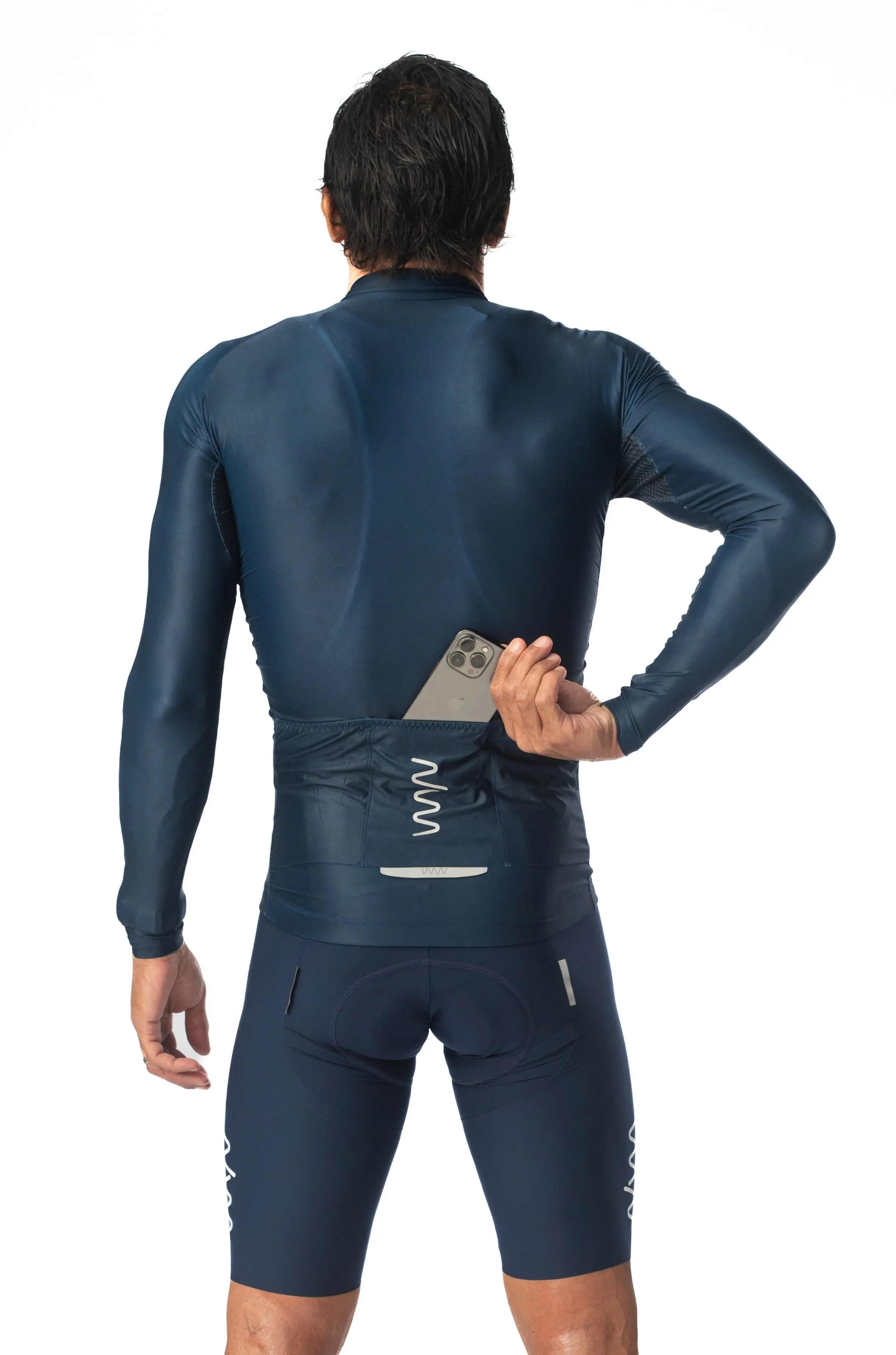 Men's Lightweight Long Sleeve Cycling Jersey - Navy
