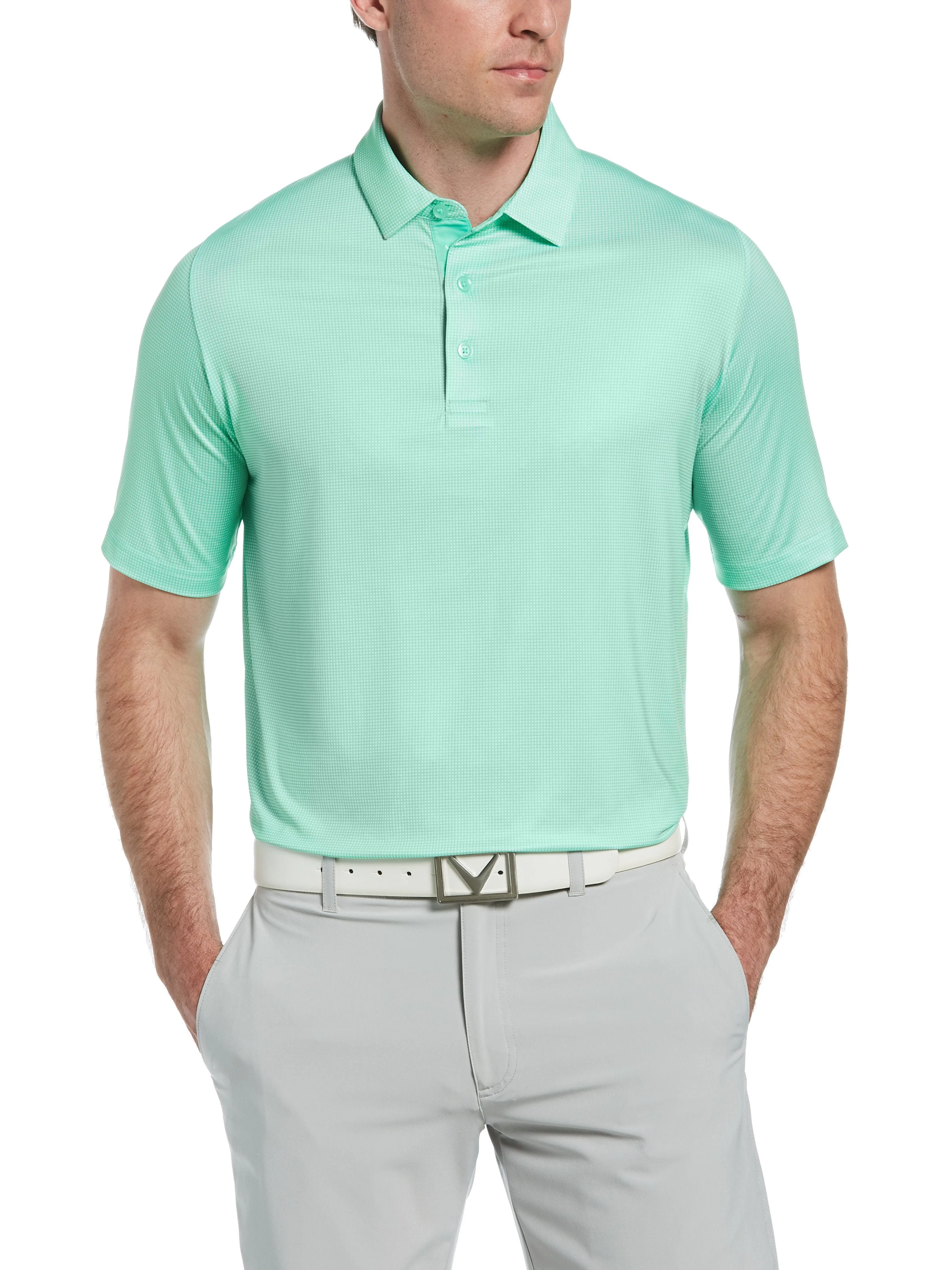 Mens Swing Tech™ Printed Gingham Polo