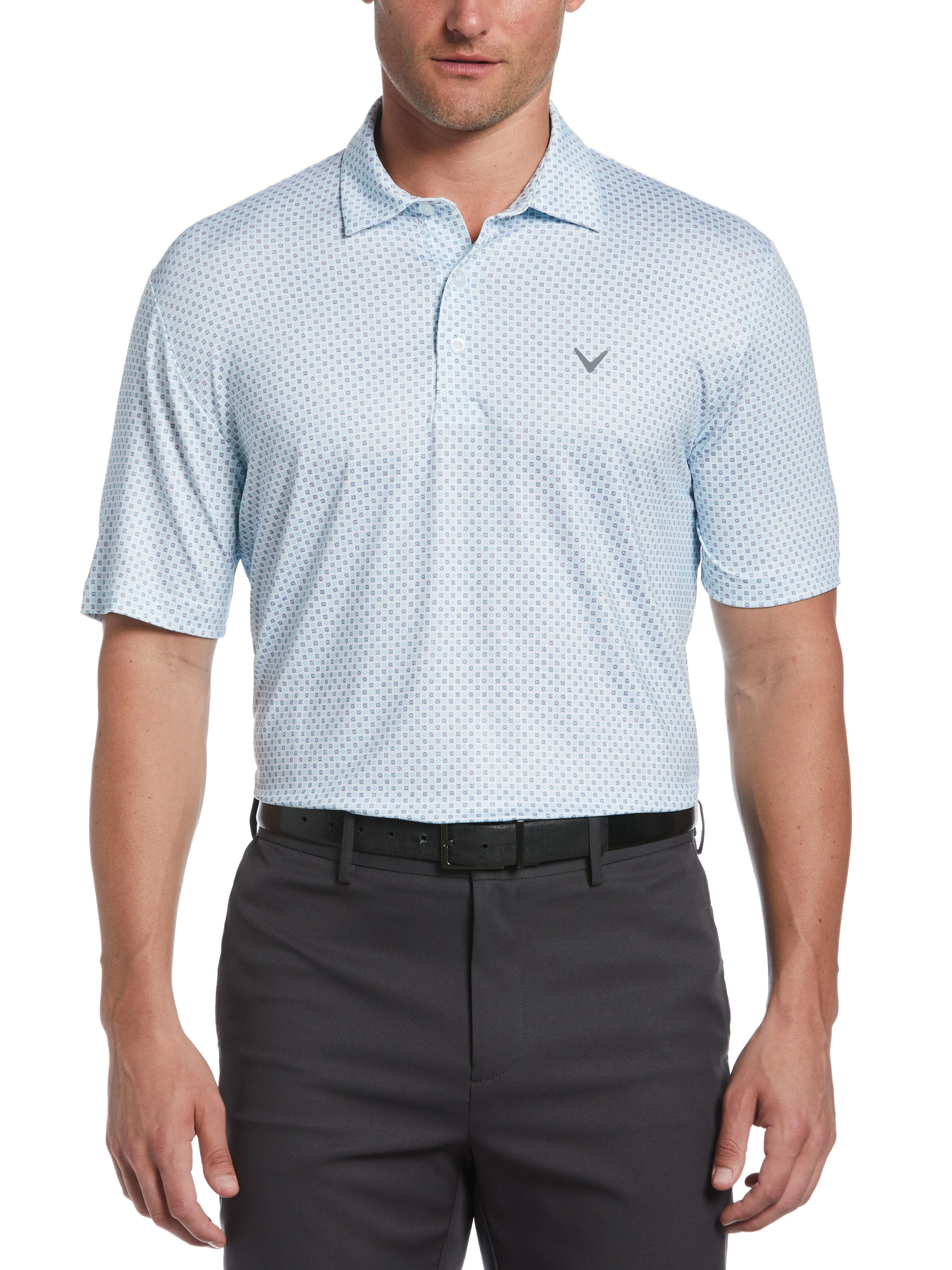 Mens Tile Foulard Print Golf Polo