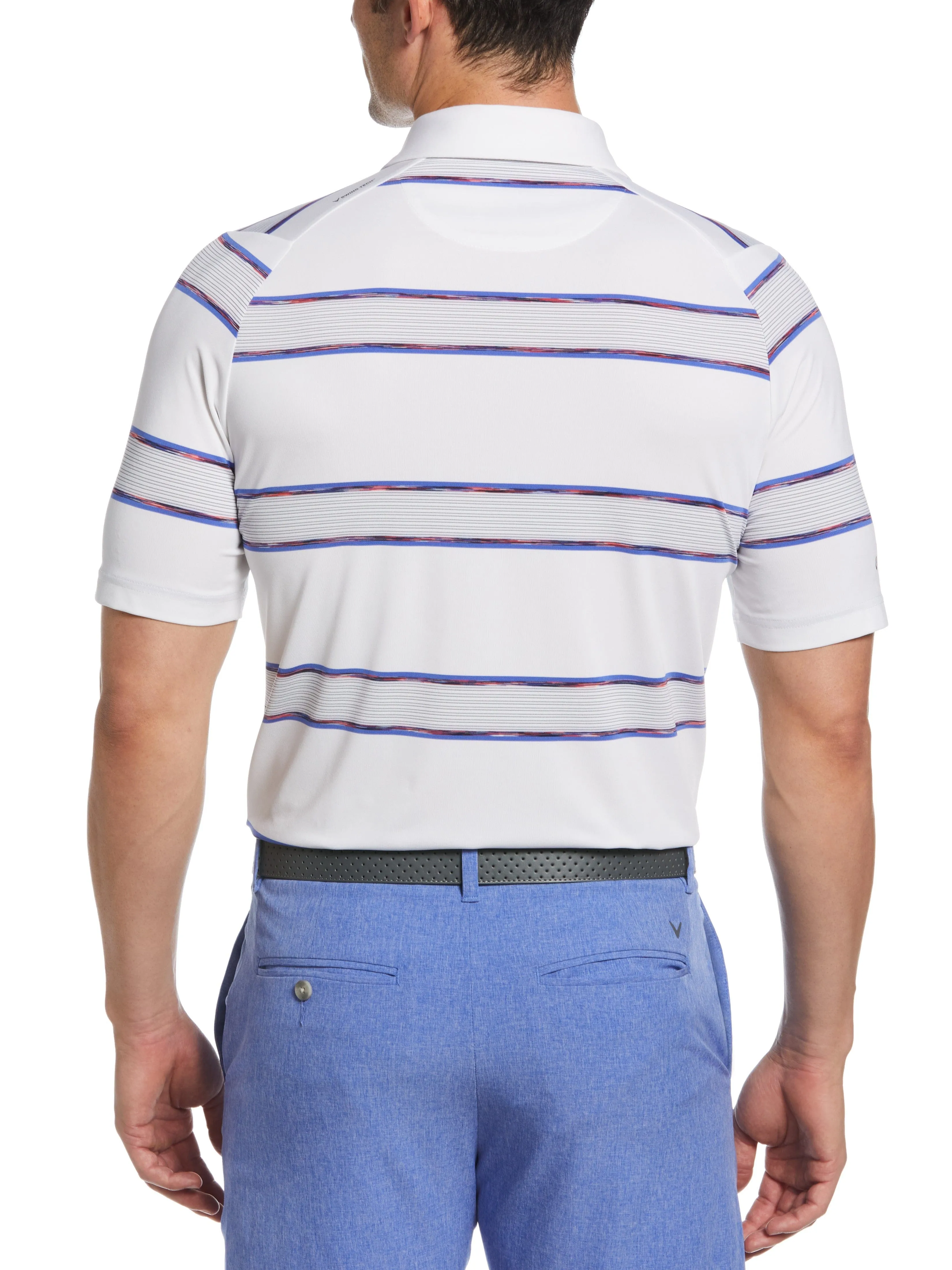Mens Yarn Dyed Space Dye Filtered Stripe Golf Polo