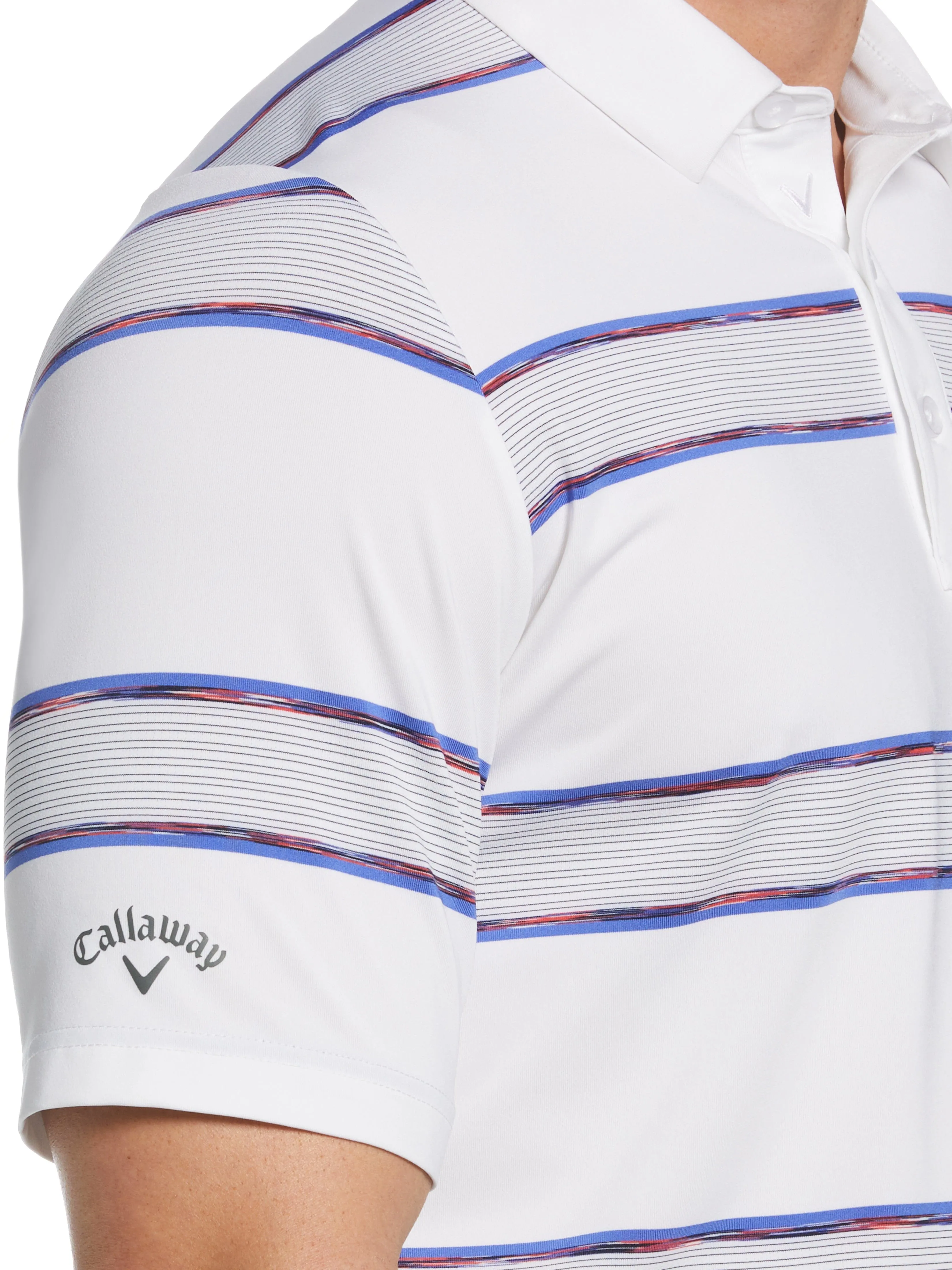Mens Yarn Dyed Space Dye Filtered Stripe Golf Polo