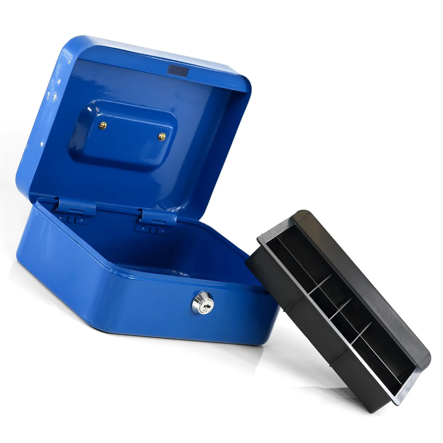 Metal Cash Box with Two Keys in Blue Colour 8 Inch