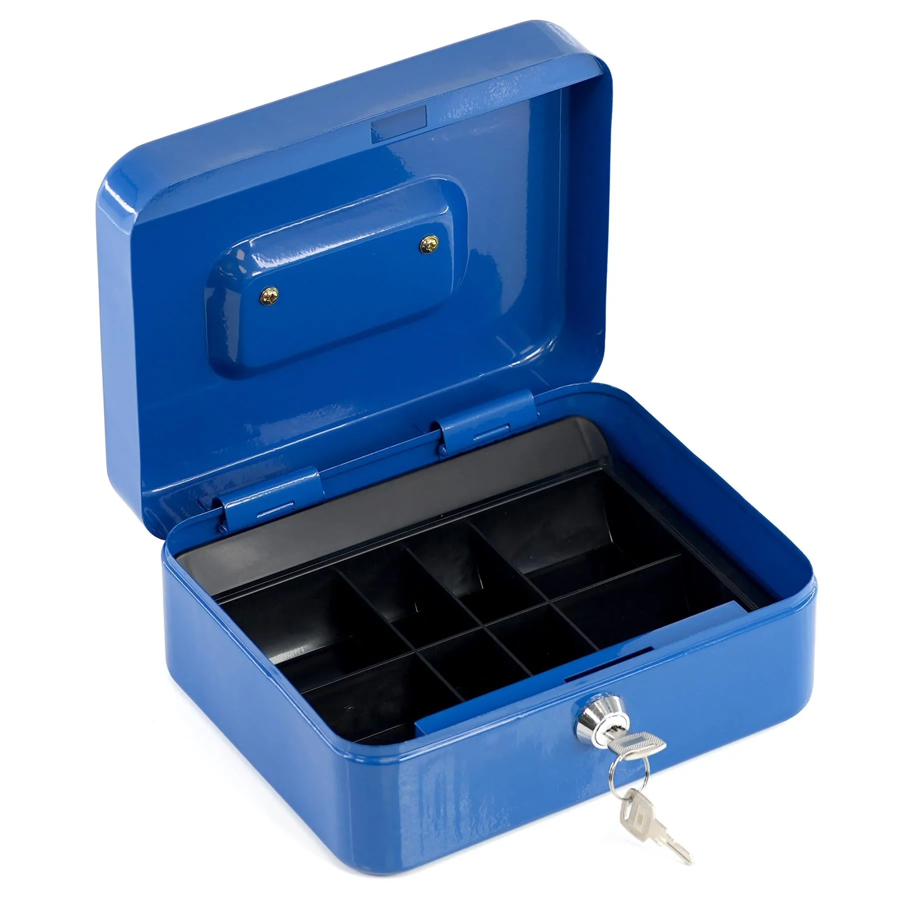 Metal Cash Box with Two Keys in Blue Colour 8 Inch