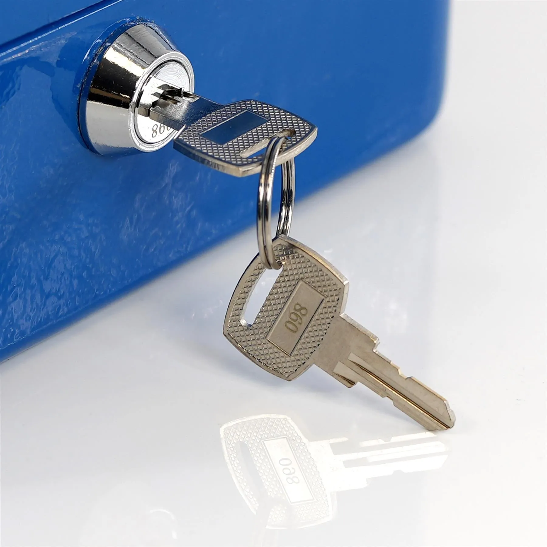 Metal Cash Box with Two Keys in Blue Colour 8 Inch
