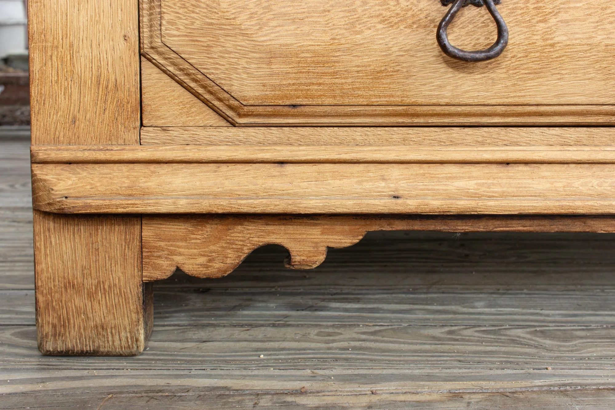 Mid-Century Spanish Oak Chest of Drawers with Handmade Iron Hardware