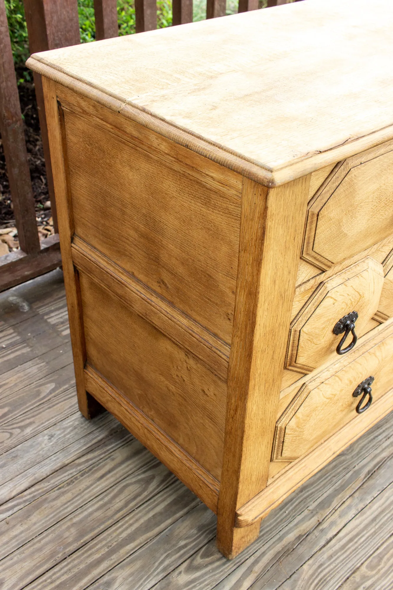 Mid-Century Spanish Oak Chest of Drawers with Handmade Iron Hardware