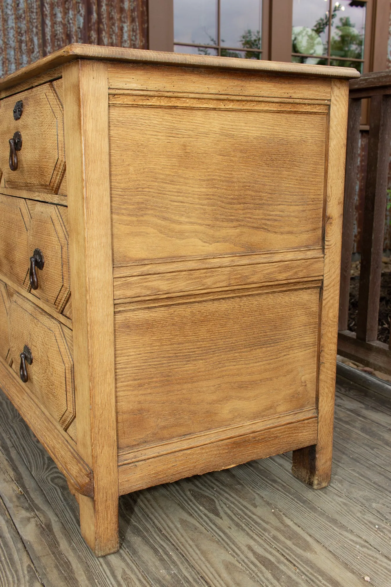 Mid-Century Spanish Oak Chest of Drawers with Handmade Iron Hardware