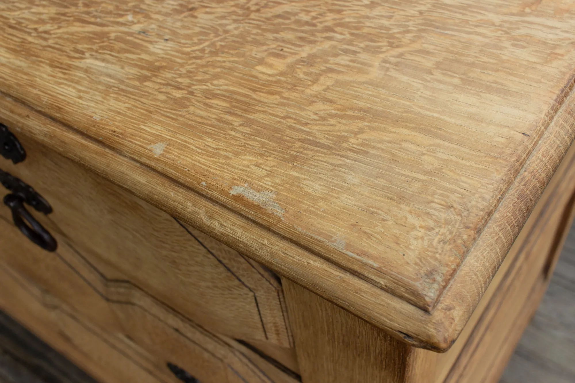 Mid-Century Spanish Oak Chest of Drawers with Handmade Iron Hardware