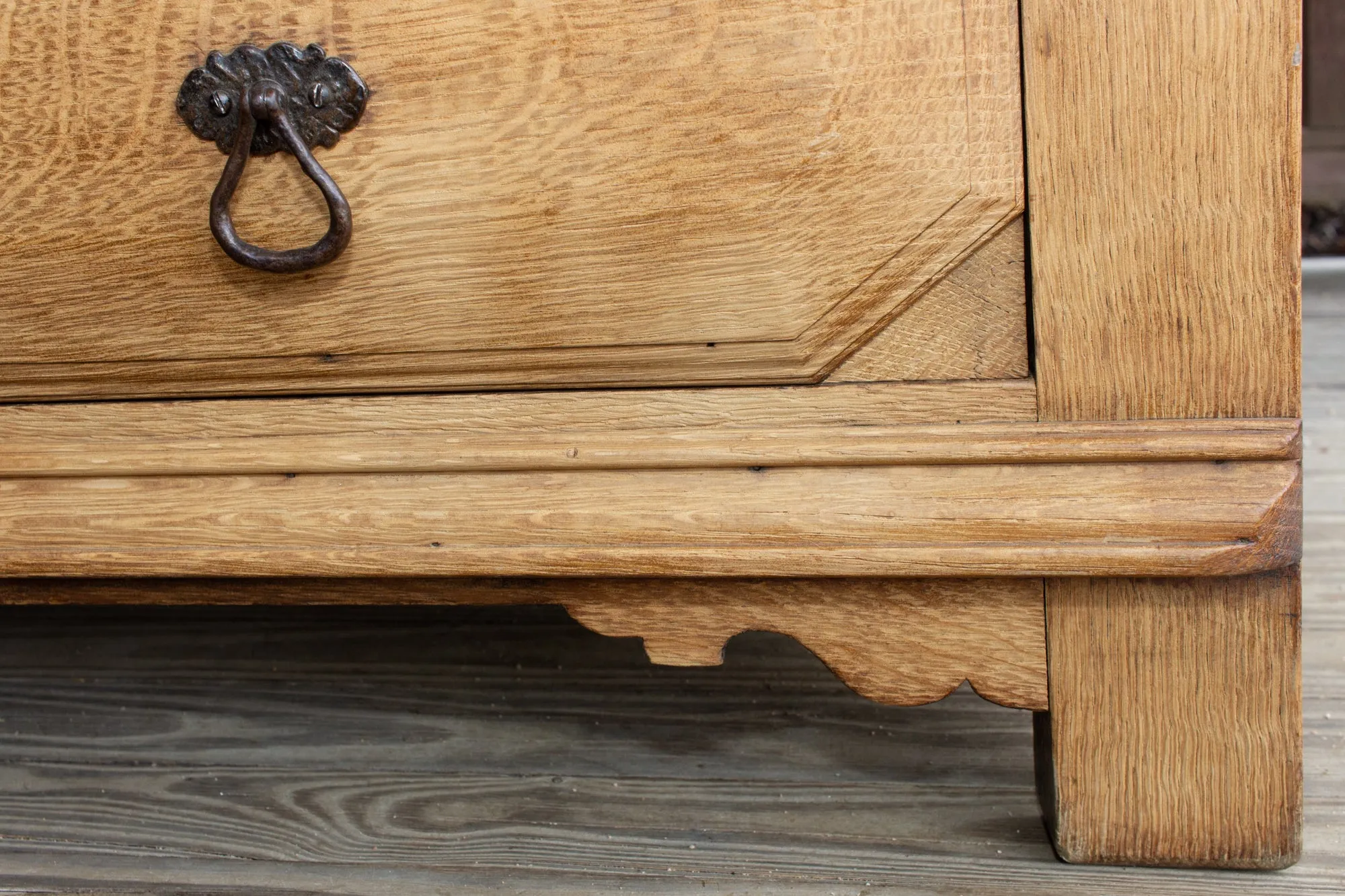 Mid-Century Spanish Oak Chest of Drawers with Handmade Iron Hardware