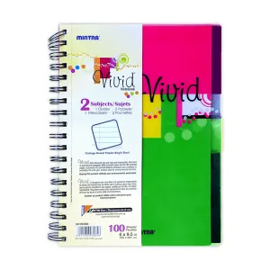 Mintra Vivid Spiral Notebook 2 Subjects 100 Sheets