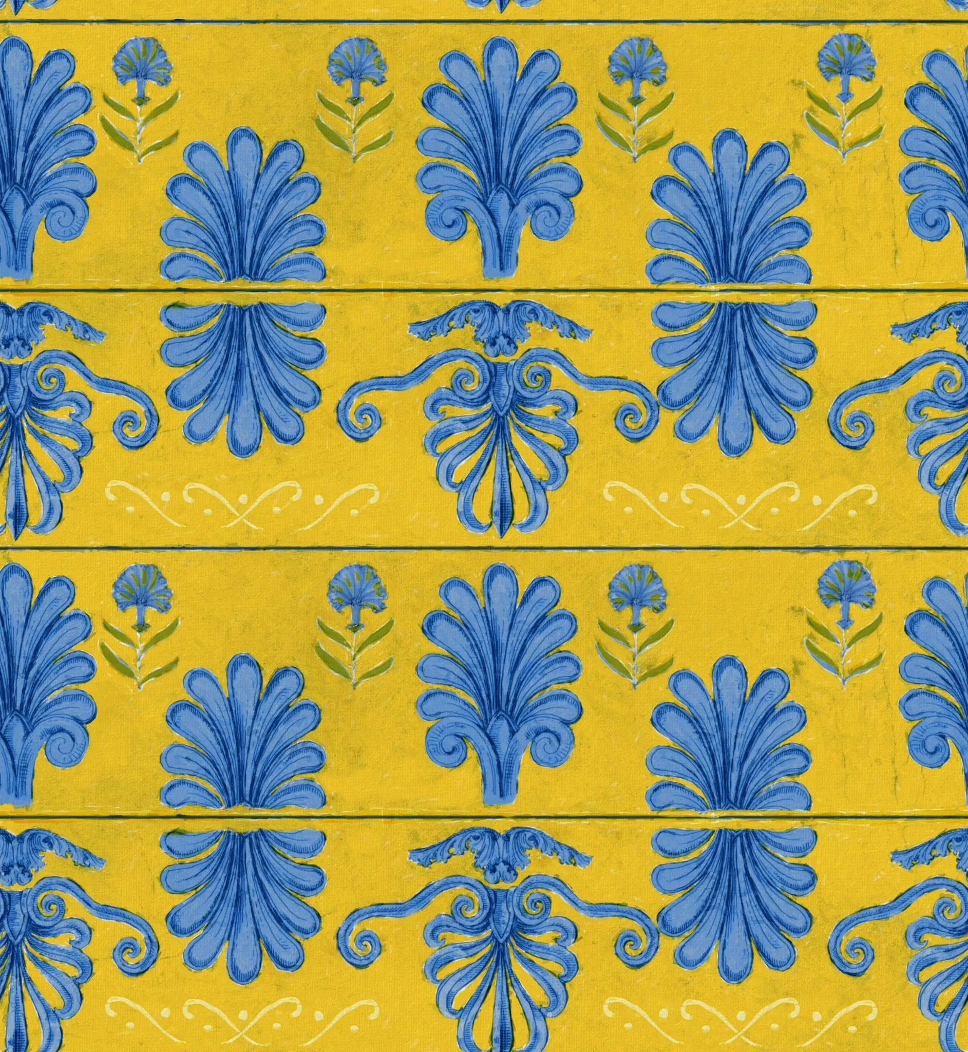 MYKONOS VILLA MOTIF Lemon Wallpaper