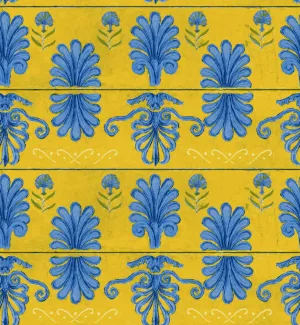 MYKONOS VILLA MOTIF Lemon Wallpaper