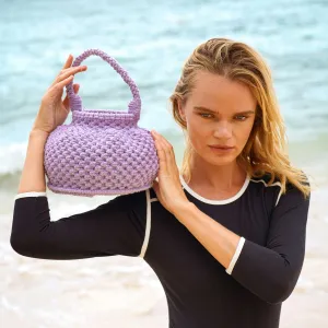 Naga Macrame Cotton Bucket Handbag-Periwinkle Purple