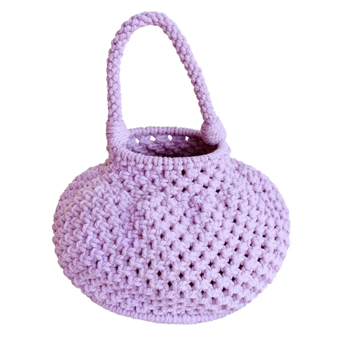 Naga Macrame Cotton Bucket Handbag-Periwinkle Purple