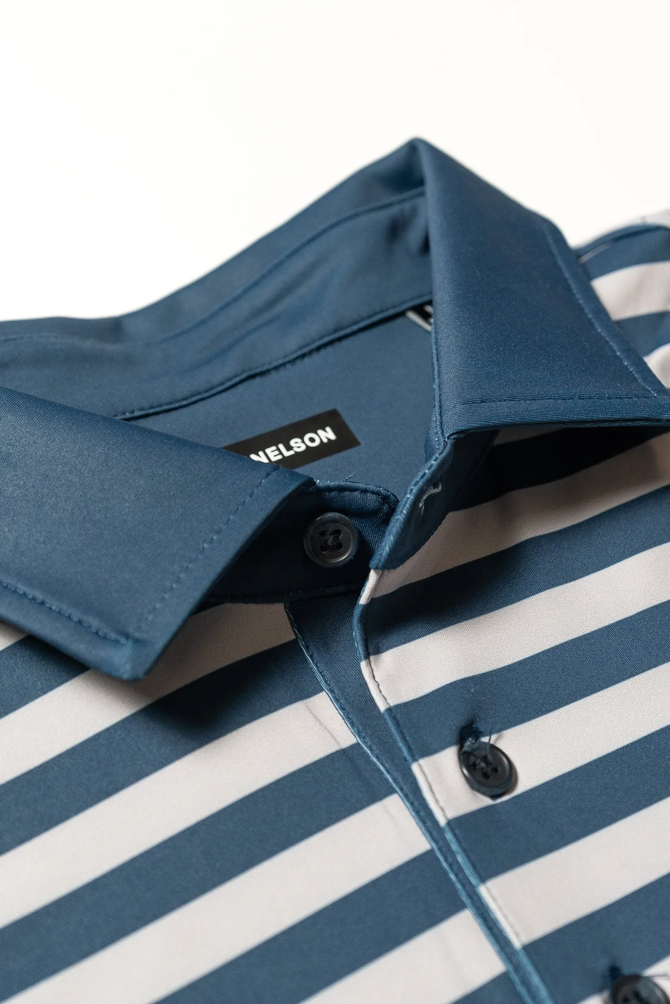 Navy and Gray Stripe Golf Polo
