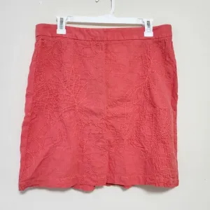 NEW Tommy Bahama Pick Leaf Linen Embroidered Mini Skirt bright coral sz 10 beach