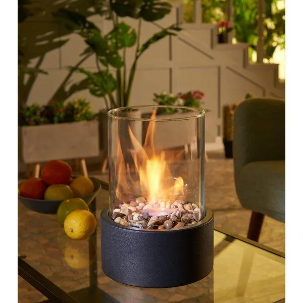 NEW WAYFAIR SOPHIE METAL BIO-ETHANOL OUTDOOR TABLETOP FIREPLACE WITH FLAME GUARD! 11.375"H X 8.25"D! RETAILS $220 