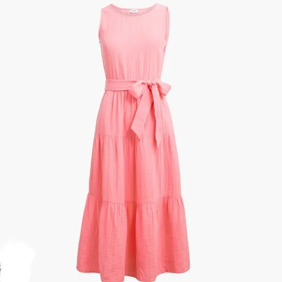 NWT J Crew Factory Belted Gauze Midi Dress