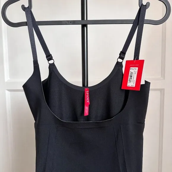 NWT NEW Spanx Sculpt Oncore Open-Bust Mid-Thigh Bodysuit Very Black, Sz XL