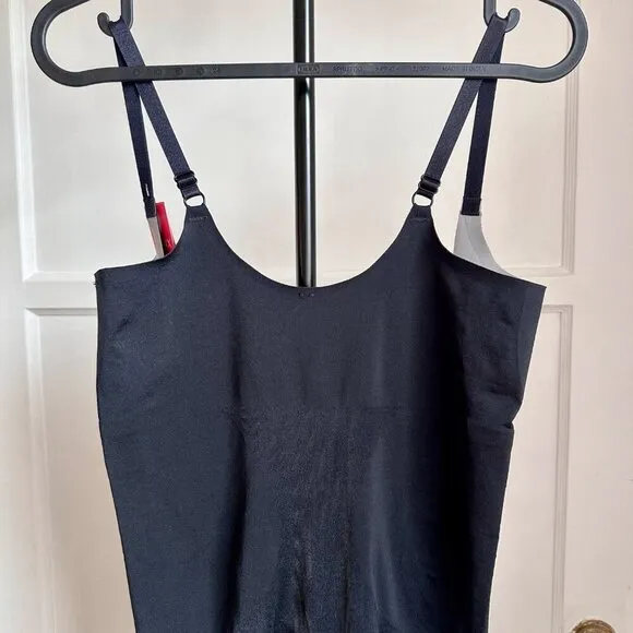 NWT NEW Spanx Sculpt Oncore Open-Bust Mid-Thigh Bodysuit Very Black, Sz XL