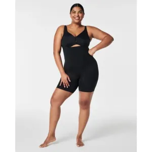 NWT NEW Spanx Sculpt Oncore Open-Bust Mid-Thigh Bodysuit Very Black, Sz XL
