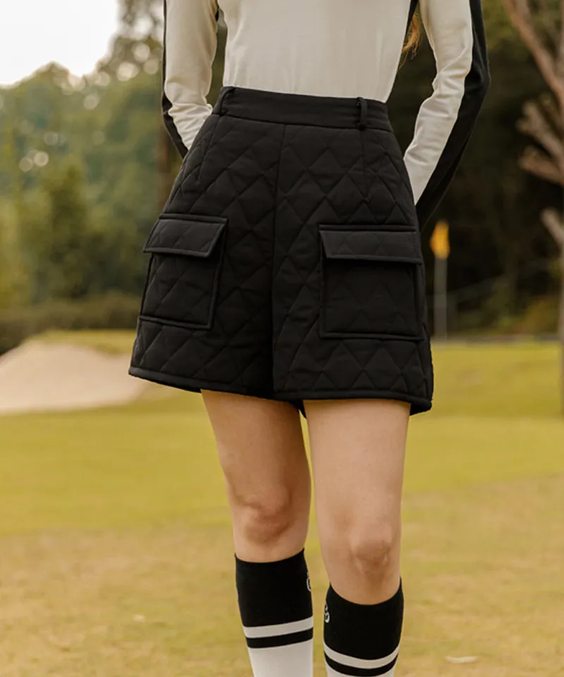 OBER Golf Diamond Quilting Padded Shorts - Black