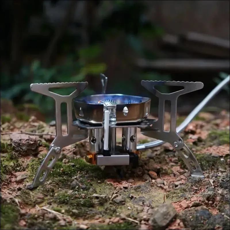 Outdoor portable three head stove - camping windproof burner