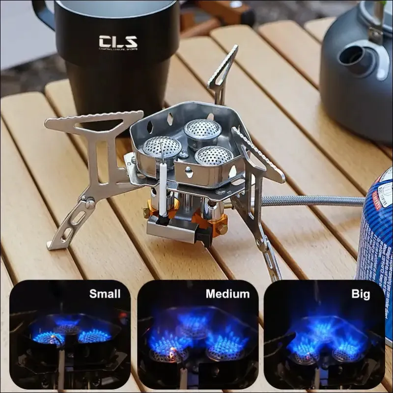 Outdoor portable three head stove - camping windproof burner