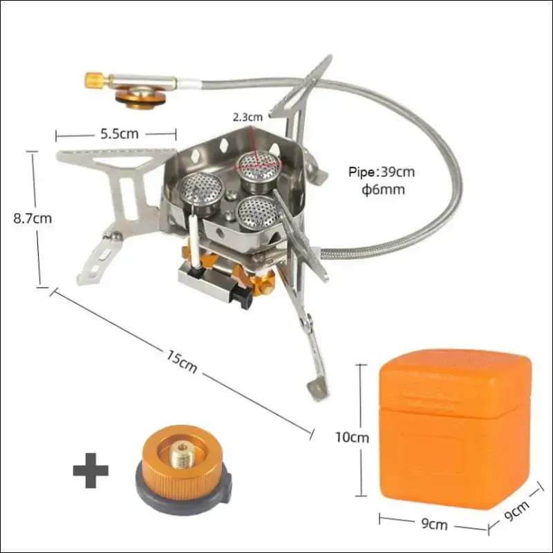 Outdoor portable three head stove - camping windproof burner