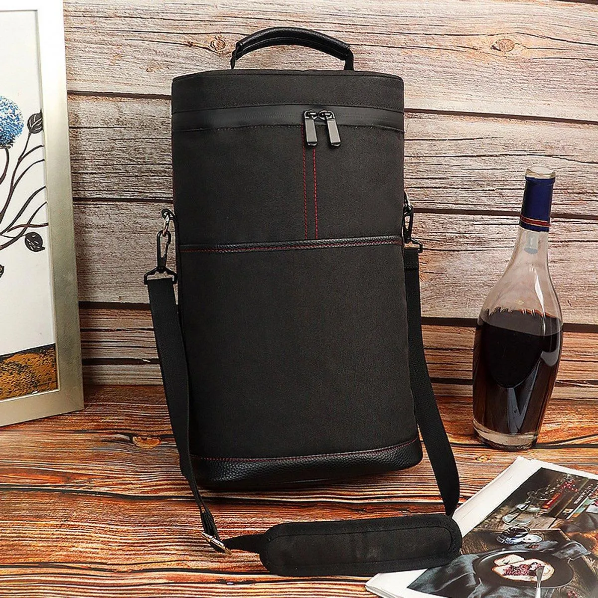 Outdoor Portable Wine Barrel Bag Insulated Picnic Bag for Red Wine Storage