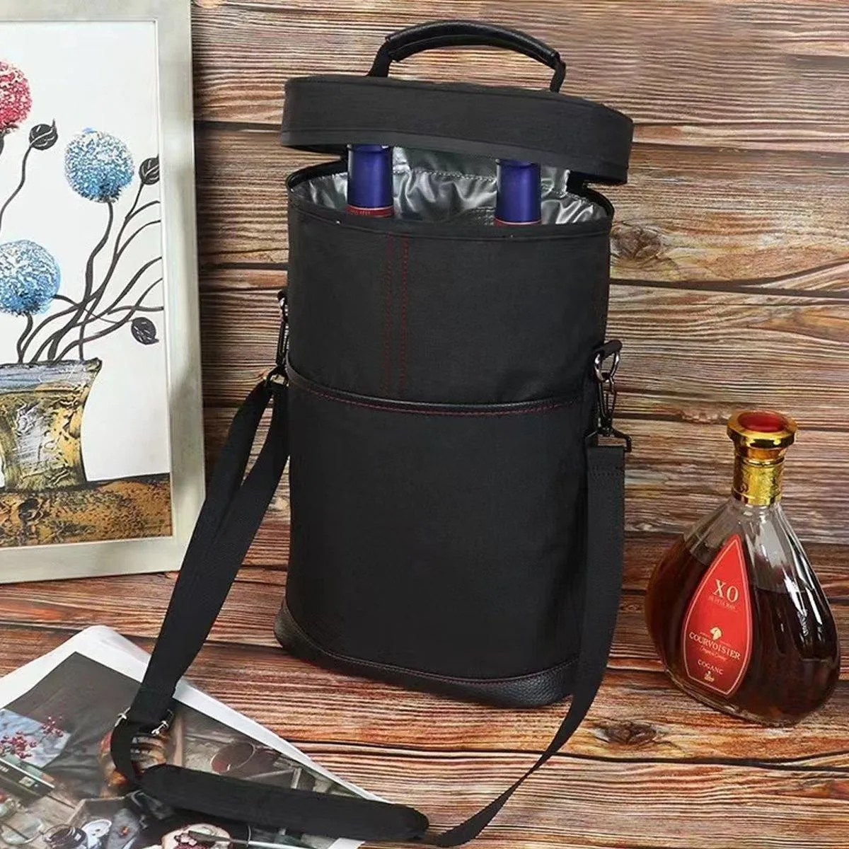 Outdoor Portable Wine Barrel Bag Insulated Picnic Bag for Red Wine Storage