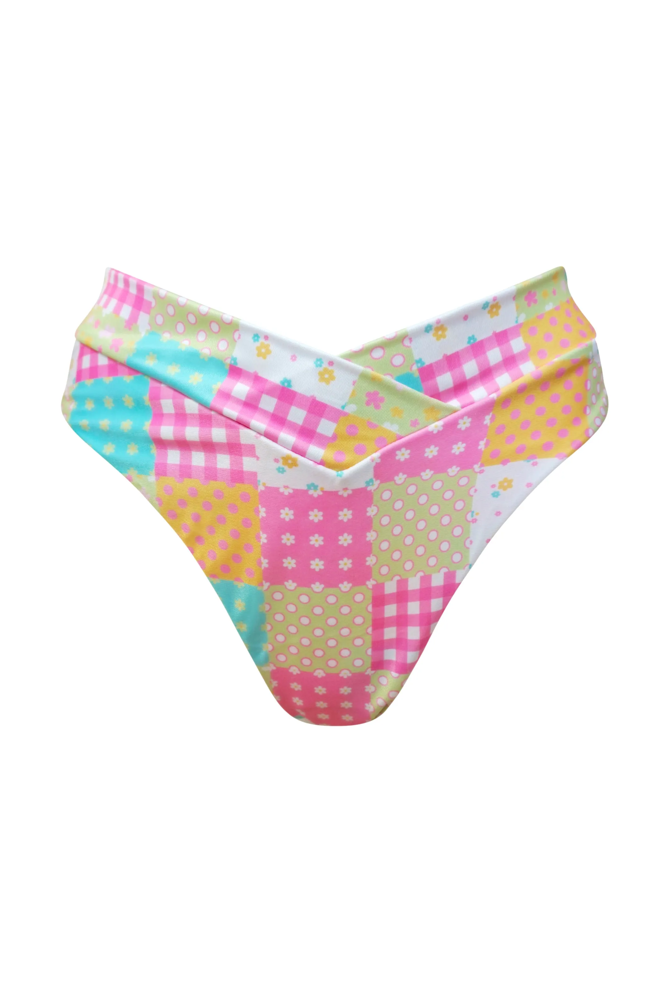 Palawan High Waisted Bikini Bottom - Perky Patchwork