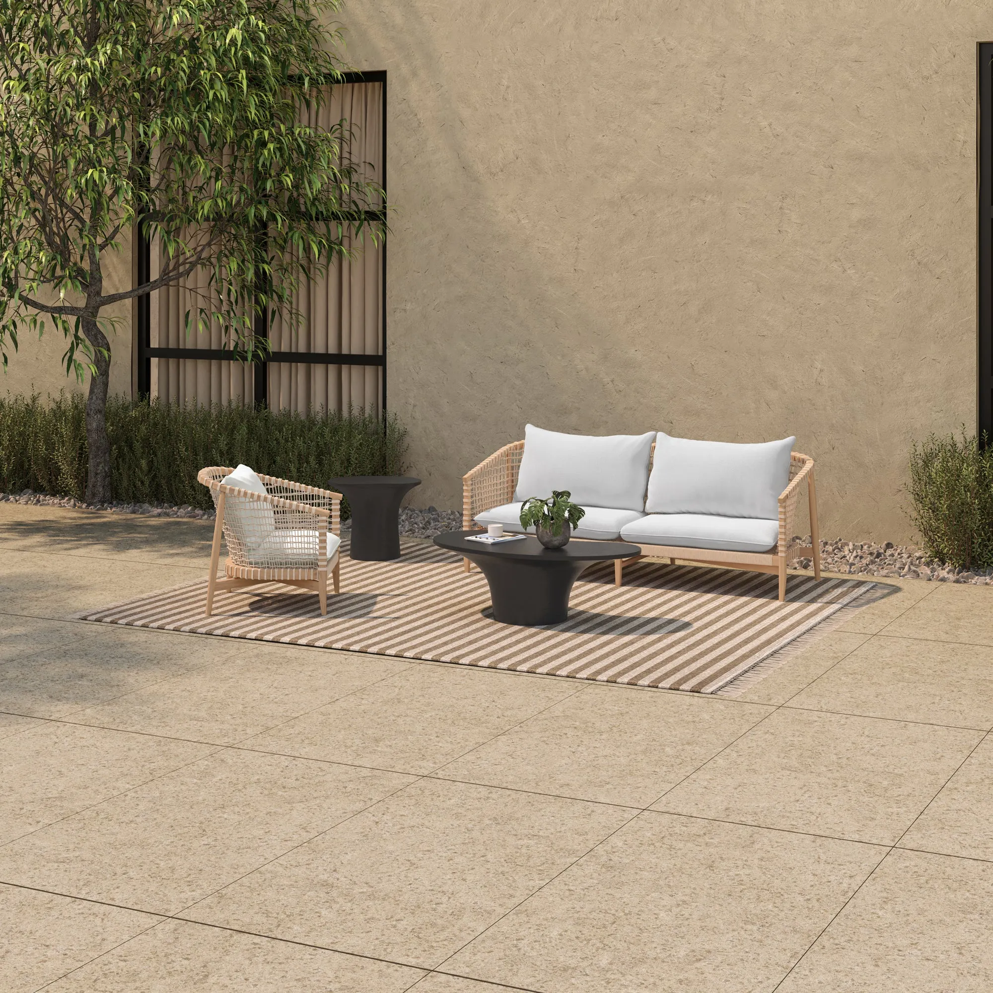 Panama-Inspired Teak Wood Outdoor Lounge Chair