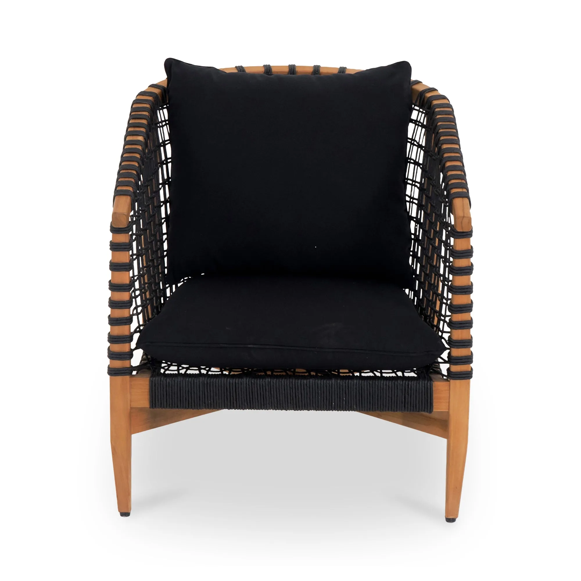 Panama-Inspired Teak Wood Outdoor Lounge Chair