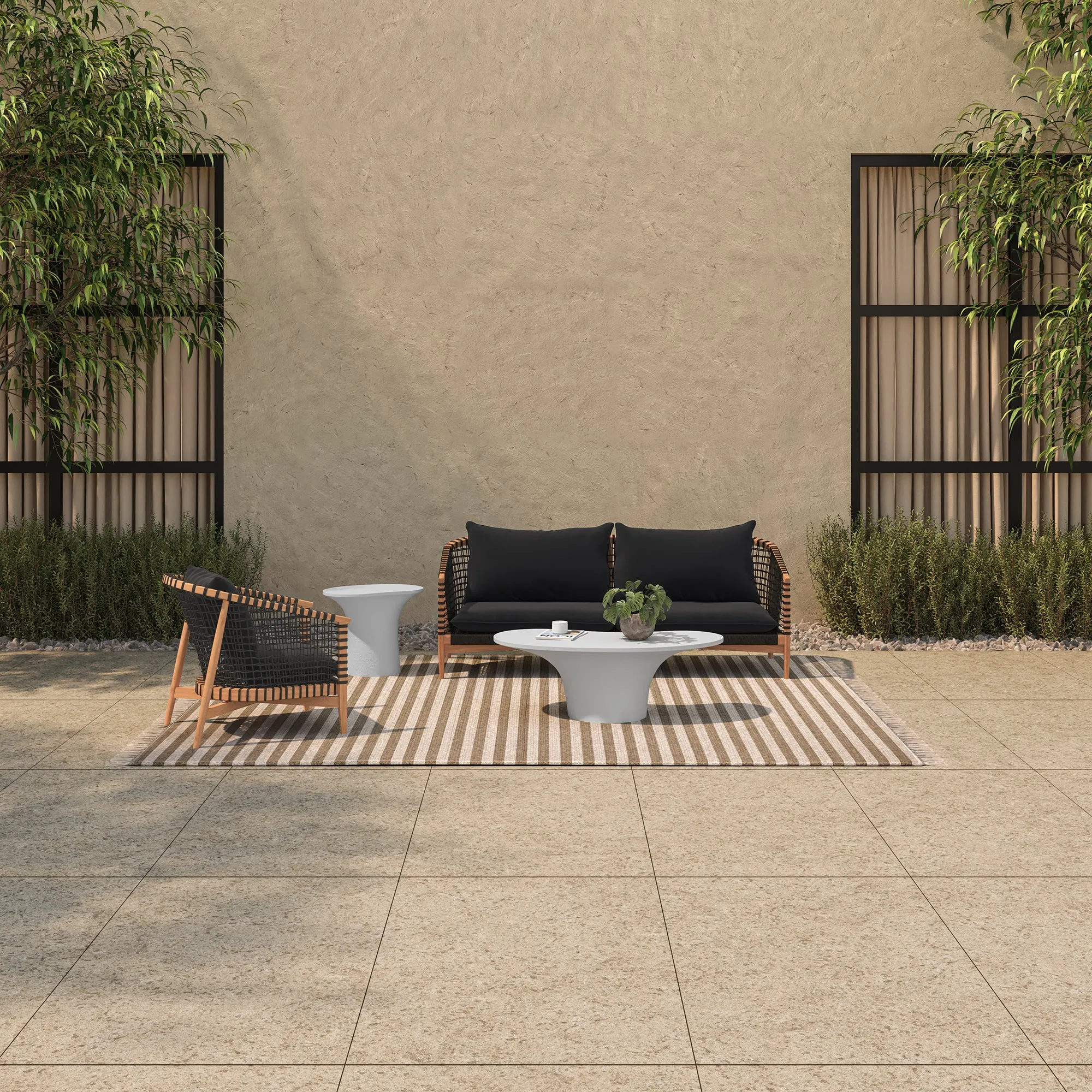 Panama-Inspired Teak Wood Outdoor Lounge Chair