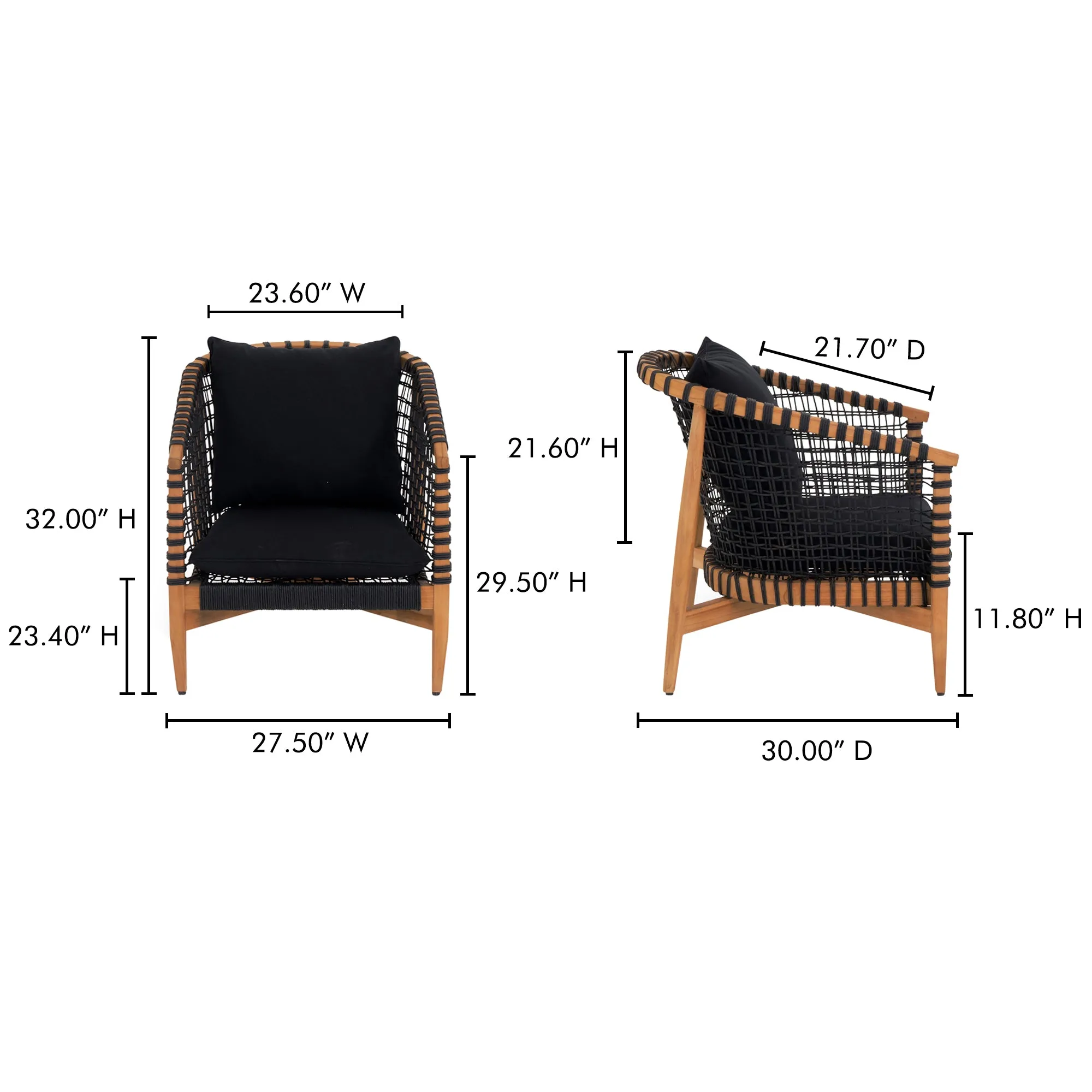Panama-Inspired Teak Wood Outdoor Lounge Chair