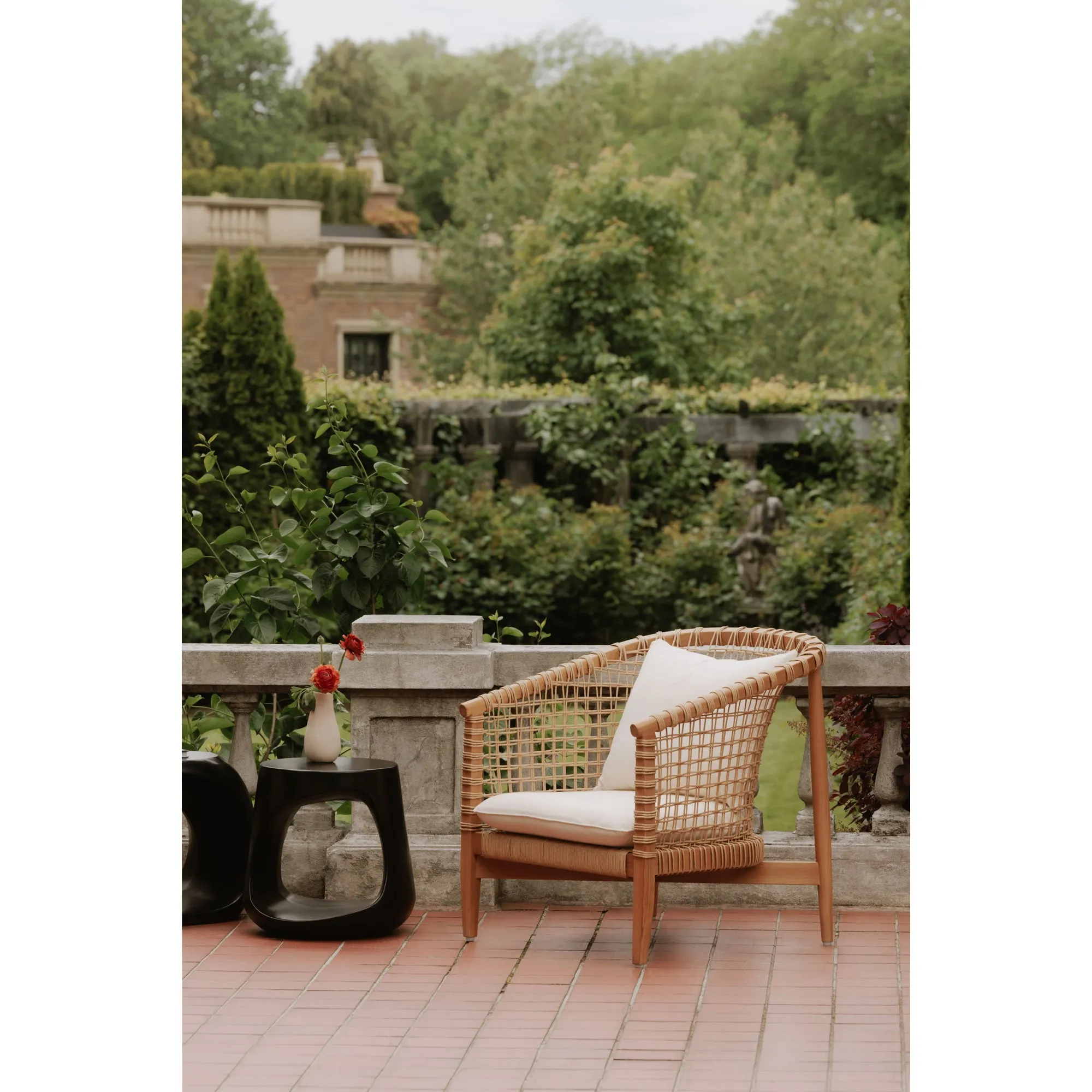 Panama-Inspired Teak Wood Outdoor Lounge Chair