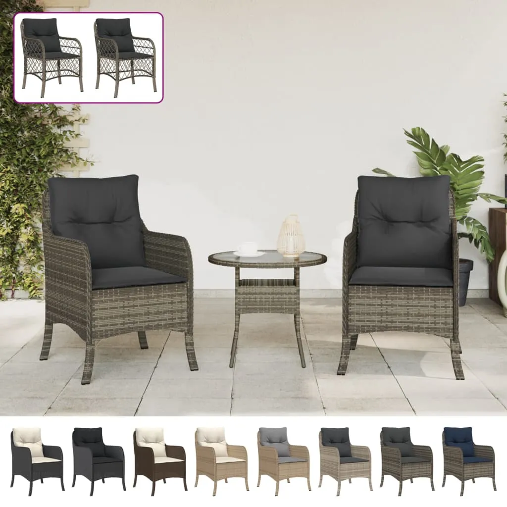 Patio Chairs with Cushions 2 pcs Beige Poly Rattan