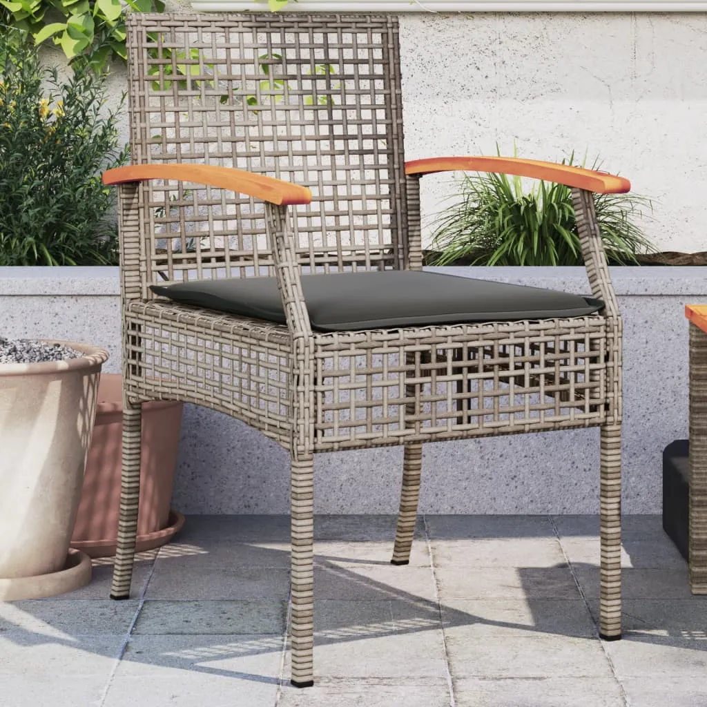 Patio Chairs with Cushions Outdoor Furniture Poly Rattan Acacia Wood