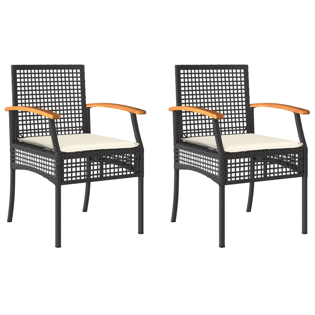 Patio Chairs with Cushions Outdoor Furniture Poly Rattan Acacia Wood
