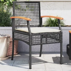 Patio Chairs with Cushions Outdoor Furniture Poly Rattan Acacia Wood