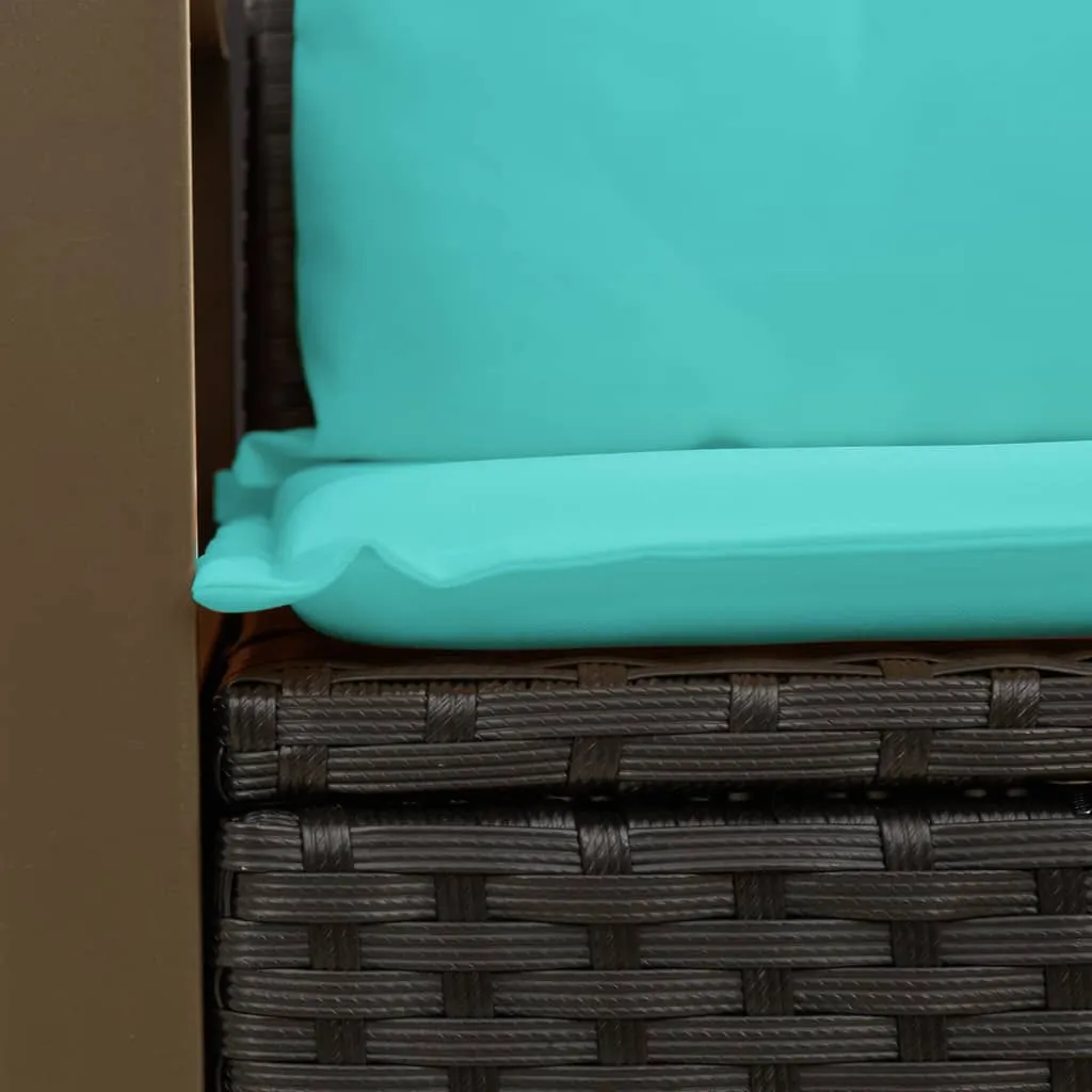 Patio Sofa with Cushions 2-Seater Black Poly Rattan
