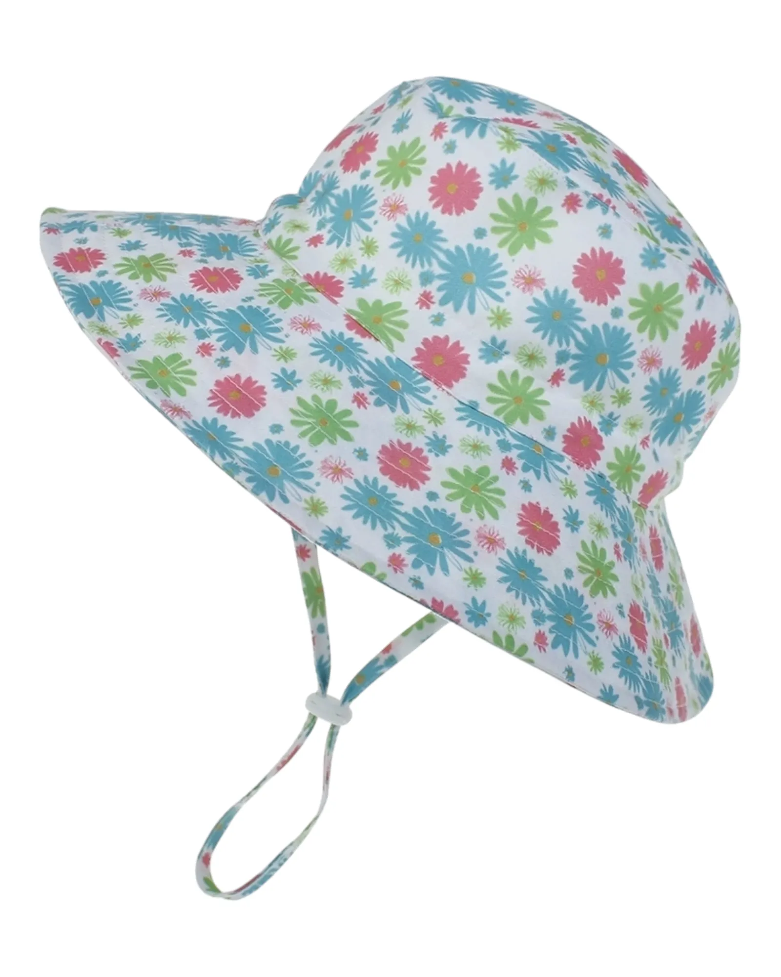 Patterned Girls' Beach Hat with Chin Strap