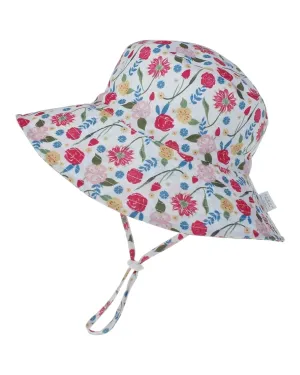 Patterned Girls' Beach Hat with Chin Strap