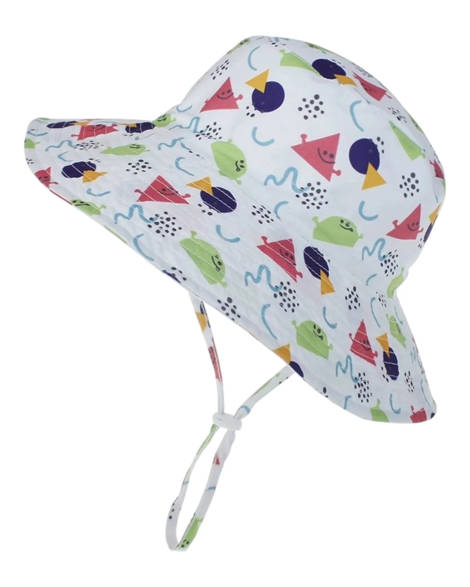 Patterned Girls' Beach Hat with Chin Strap