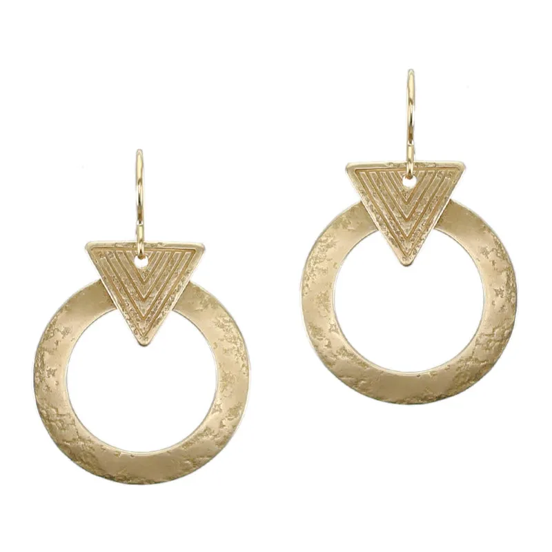 Patterned Triangle with Ring Wire Earring
