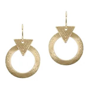 Patterned Triangle with Ring Wire Earring