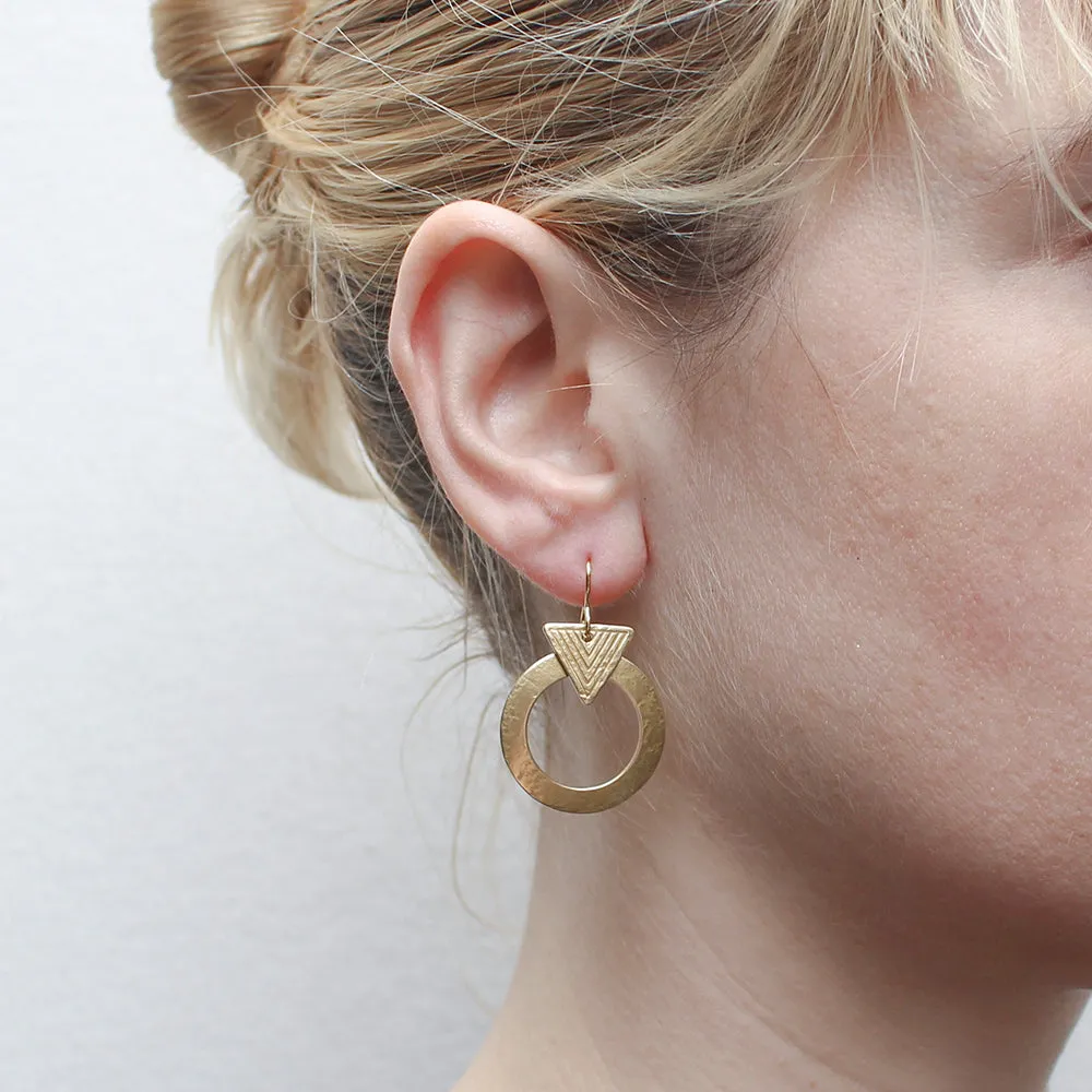Patterned Triangle with Ring Wire Earring