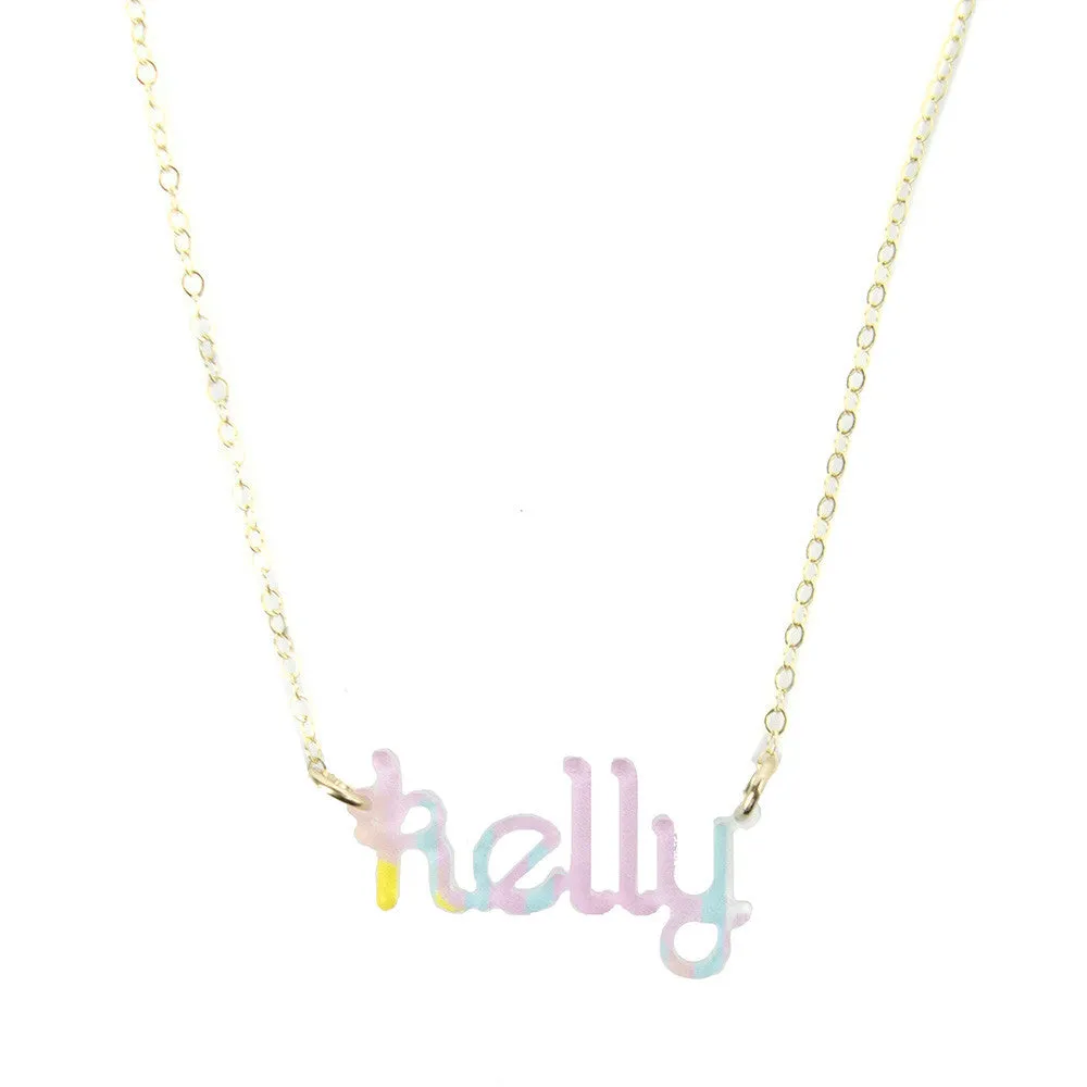 Patterned Zebra Nameplate Necklace (WS)